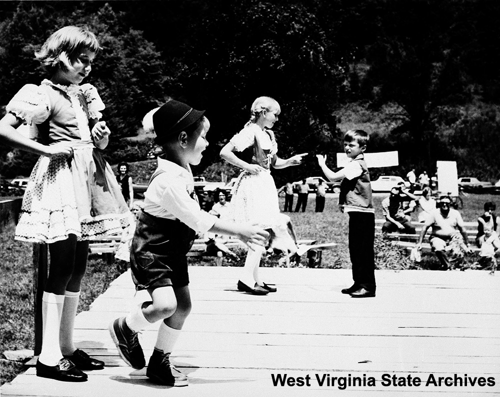 Children performing a traditional dance at Helvetia, n.d. Richard H. Ralston Sr. Collection, West Virginia State Archives (327303)
