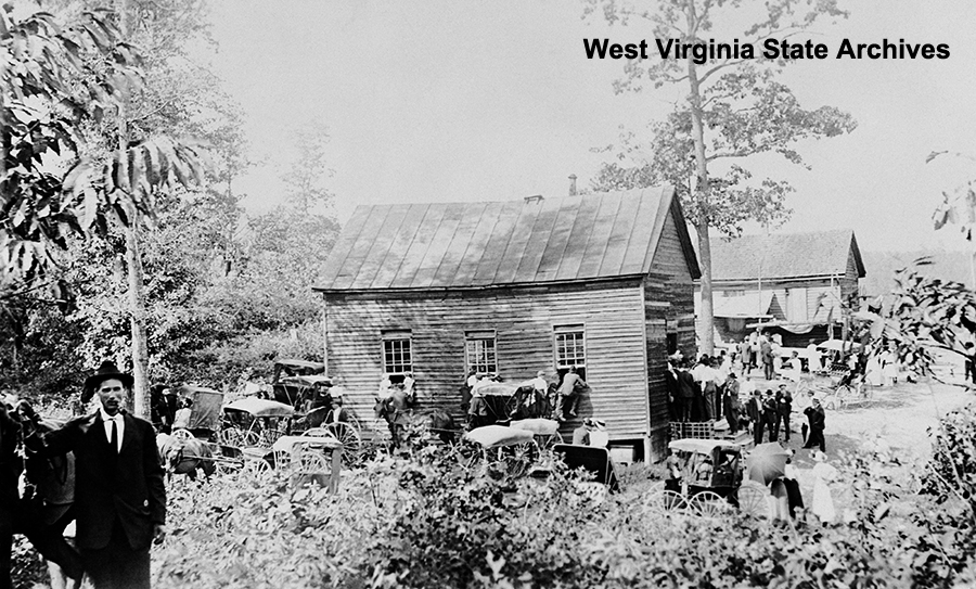 Camp meeting on Entry Mountain, Pendleton County. Josephine B. Evich Collection, West Virginia State Archives (036109)