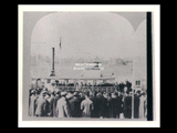 Stereoptican view of the "New Orleans" with crowd of people in the foreground.