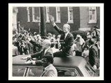 President Jimmy Carter riding in a car with Doug Applegate and Senator John Glenn on the campaign trail in the Northern Panhandle.