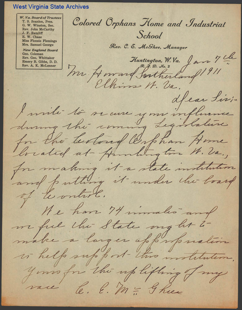 Correspondence from Rev. Charles E. McGhee