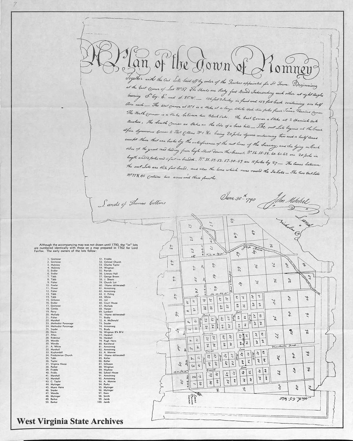 Plan of the town of Romney, 1790. (Ma24-7)