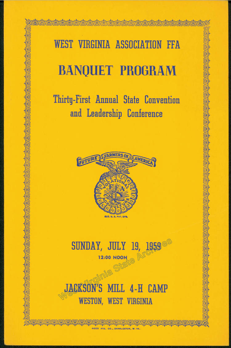 Program for the Thirty-First Annual State Convention and Leadership Conference of the West Virginia Association of Future Farmers of America, 1959. (Ms2014-009)