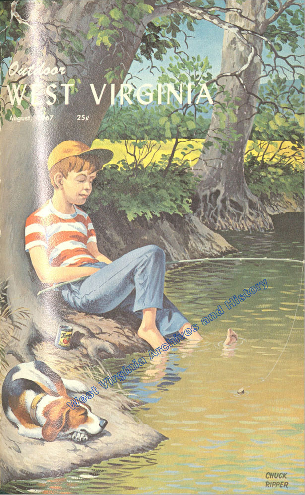Cover of August 1967 Outdoor West Virginia with illustration by wildlife painter Chuck Ripper. (Nat 1.4)