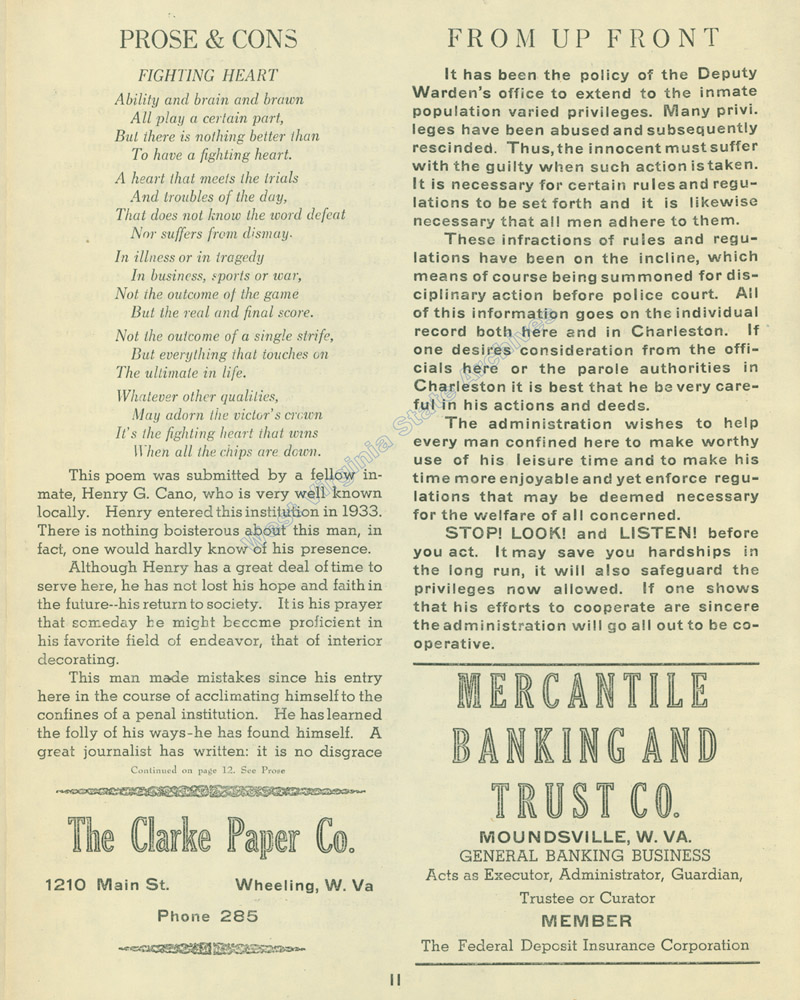 The Penscope bi-monthly newsletter published by and for the men of the West Virginia Penitentiary, 1928. (Pub 1.Pen 1.4)