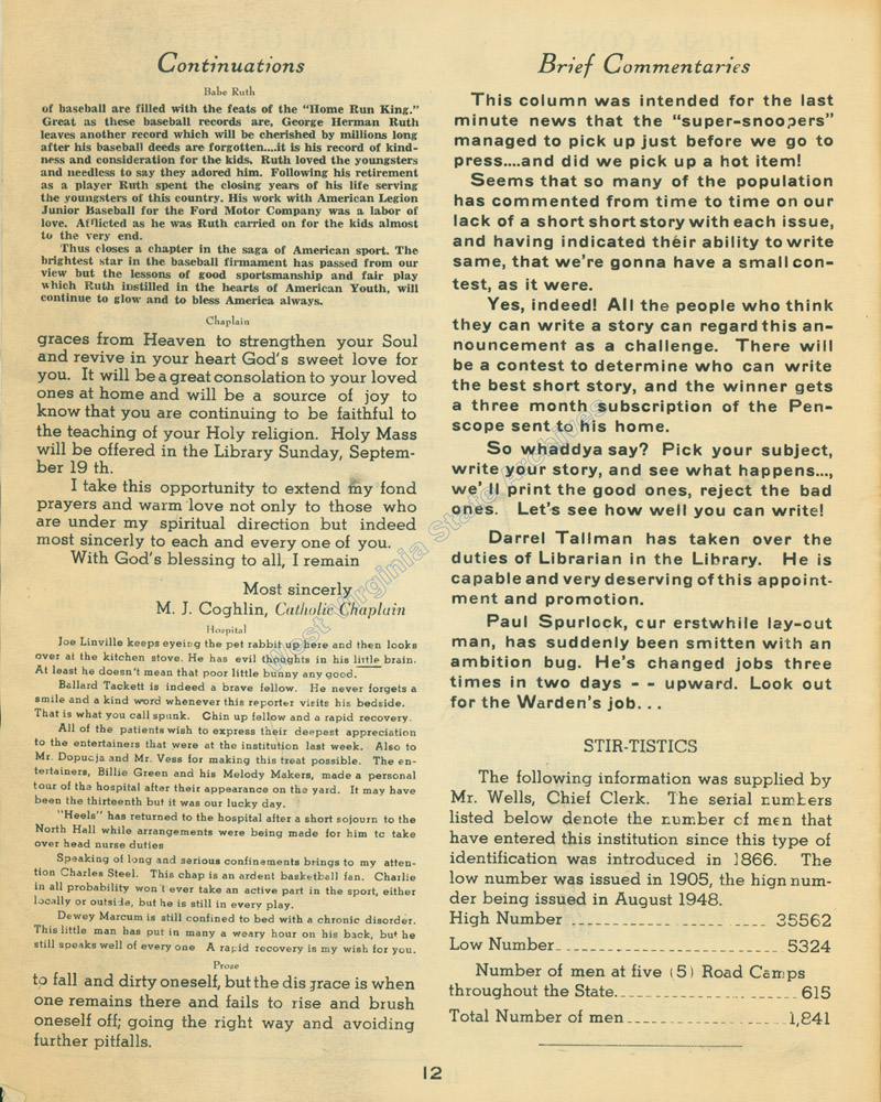 The Penscope bi-monthly newsletter published by and for the men of the West Virginia Penitentiary, 1928. (Pub 1.Pen 1.4)