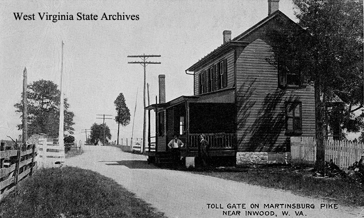 Toll gate on Martinsburg Pike, near Inwood, Berkeley County, ca. 1917. Donna Shirley Collection, West Virginia State Archives (085604)