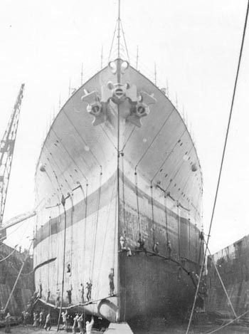 USS West Virginia in dry dock at Bremerton