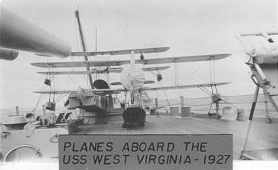 Airplanes on the USS West Virginia, 1927