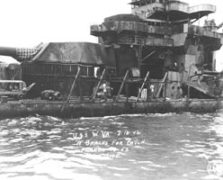 'A' braces for patch, portside March 16, 1942
