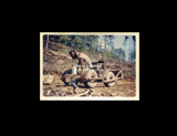 Logging scene. Man and skidding tractor. From small red photo album.