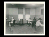 Interior view of Ohio Valley Hospital showing the superintendent of nurses office with three women sitting at desks.