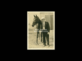 Unidentified man holding reigns on horse.