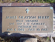 Military grave marker for SP4 James Grayson Berry