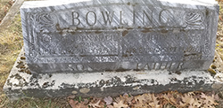 The grave marker for John Nelson Bowling in Flat Top Cemetery, Mercer County, West Virginia, honors his son John Nacil Bowling as well. Courtesy Emily Mullens