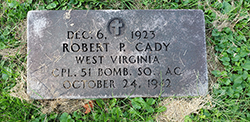 Grave marker for Cpl. Robert P. Cady in East Oak Grove Cemetery. Courtesy Cynthia Mullens