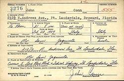 Draft card for John Conn. National Archives and Records Administration