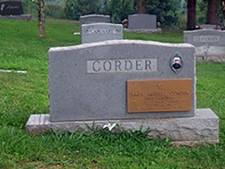 The military marker for James R. Corder, along with a photo, is attached to his headstone in Sunset Memorial Park. <i>Find A Grave</i> photo (Memorial Number 152743056) courtesy of Katina Peters