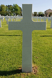 Marker for Charlotte A. Cox in Meuse-Argonne American Cemetery. <i>Find A Grave</i> photo courtesy Marijke Taffein
