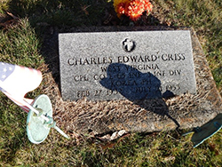 Military marker for Cpl. Charles Edward Criss in Denver Cemetery. Courtesy Cynthia Mullens