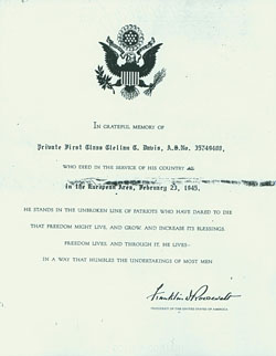 Roosevelt certificate