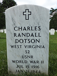 Gravestone of S2c Charles Randall Dotson in Arlington National Cemetery. Courtesy of Anne Cady, 