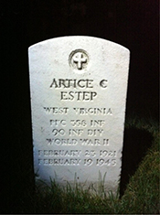 Headstone for Pfc. Artice Cleo Estep. Courtesy Arlington National Cemetery