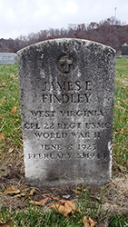 Grave marker in Elkview Cemetery for James E. Findley