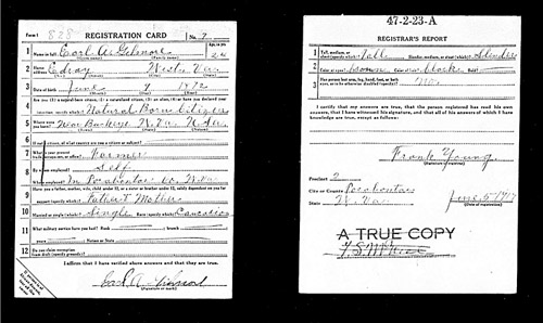 Gilmore Draft Registration Card