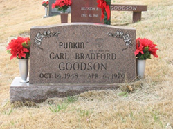 Headstone for Carl B. Goodson, Ward Cemetery, Cedar Grove. <i>Find A Grave</i> courtesy Russell Bennett