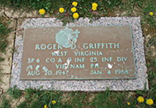 Military marker for Roger D. Griffith in Mountain State Memorial Gardens. <i>Find A Grave</i> photo (Memorial No. 37356993); used with permission