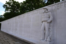 Sculpture of a Soldier at the Wall of the Missing, Cambridge American Cemetery. Courtesy American Battle Monuments Commission