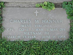 Military marker for Charles Mitchell Hannah in Pineview Cemetery. <i>Find A Grave</i> photo courtesy Victor Vilionis