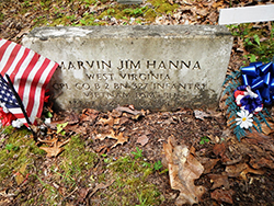 Headstone for Marvin Jim Hanna in Perkins Cemetery. Courtesy Cynthia Mullens