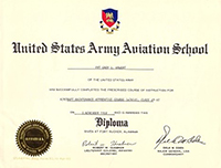 Gary's diploma from Aviation School