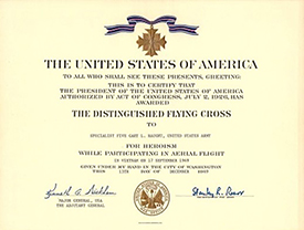 Distinguished Flying Cross certificate