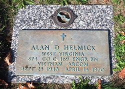 Military grave marker for Alan D. Helmick