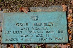 Military marker for First Lieutenant Hensley in Montgomery Memorial Park. <i>Find A Grave</i> photo courtesy of Tracy Nicholas