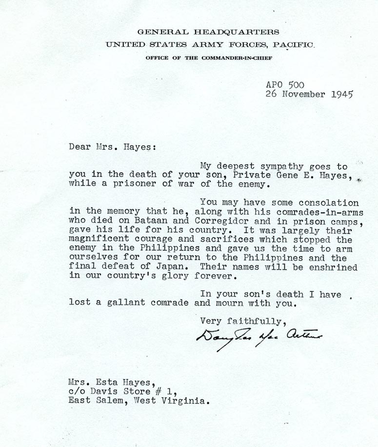 Letter
from
General Douglas MacArthur
