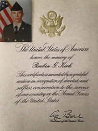 Certificate signed by President George H. W. Bush in recognition of Rueben G. Kirk's service. Courtesy Cynthia Colegrove