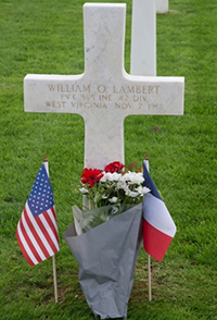 Grave marker for William Orbry Lambert in Meuse-Argonne American Cemetery. Courtesy Brenna Mitchell