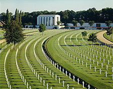 Cambridge American Cemetery and Memorial, with the Wall of the Missing in the background. American Battle Monuments Commission