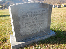 Cenotaph honoring Seaman First Class Hobert Bosworth McGee in the Old Brick Cemetery in Huttonsville. Courtesy Cynthia Mullens