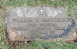 Military marker for Captain William R. McPherson in Evergreen Cemetery. Courtesy VVMF