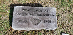 Headstone for Pfc. Wray McQuay in Bluemont Cemetery. Courtesy Cynthia Mullens