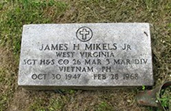 Military marker for Sgt. James H. Mikels Jr. in Short Creek Methodist Church Cemetery. <i>Find A Grave</i> photo courtesy Antonio Gonzales 