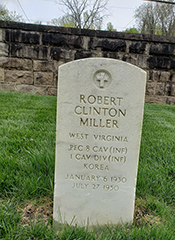Headstone for Pfc. Robert Clinton Miller in Grafton National Cemetery. Courtesy Cynthia Mullens