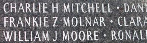 Names on Veterans Memorial