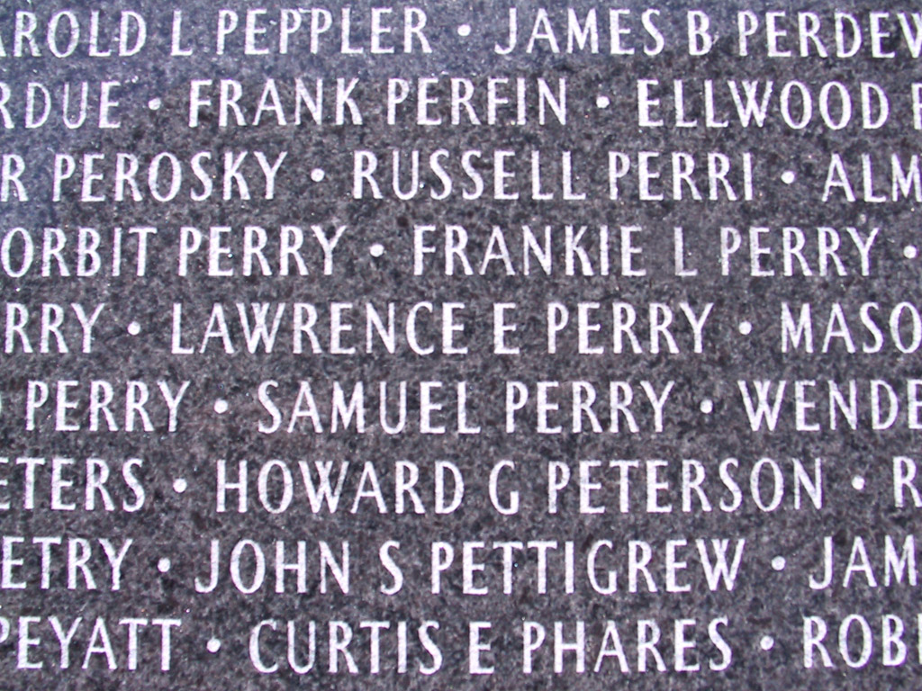 Names on Veterans Memorial