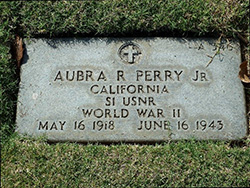 Grave marker for S1C Aubra R. Perry Jr. Honolulu Memorial photo